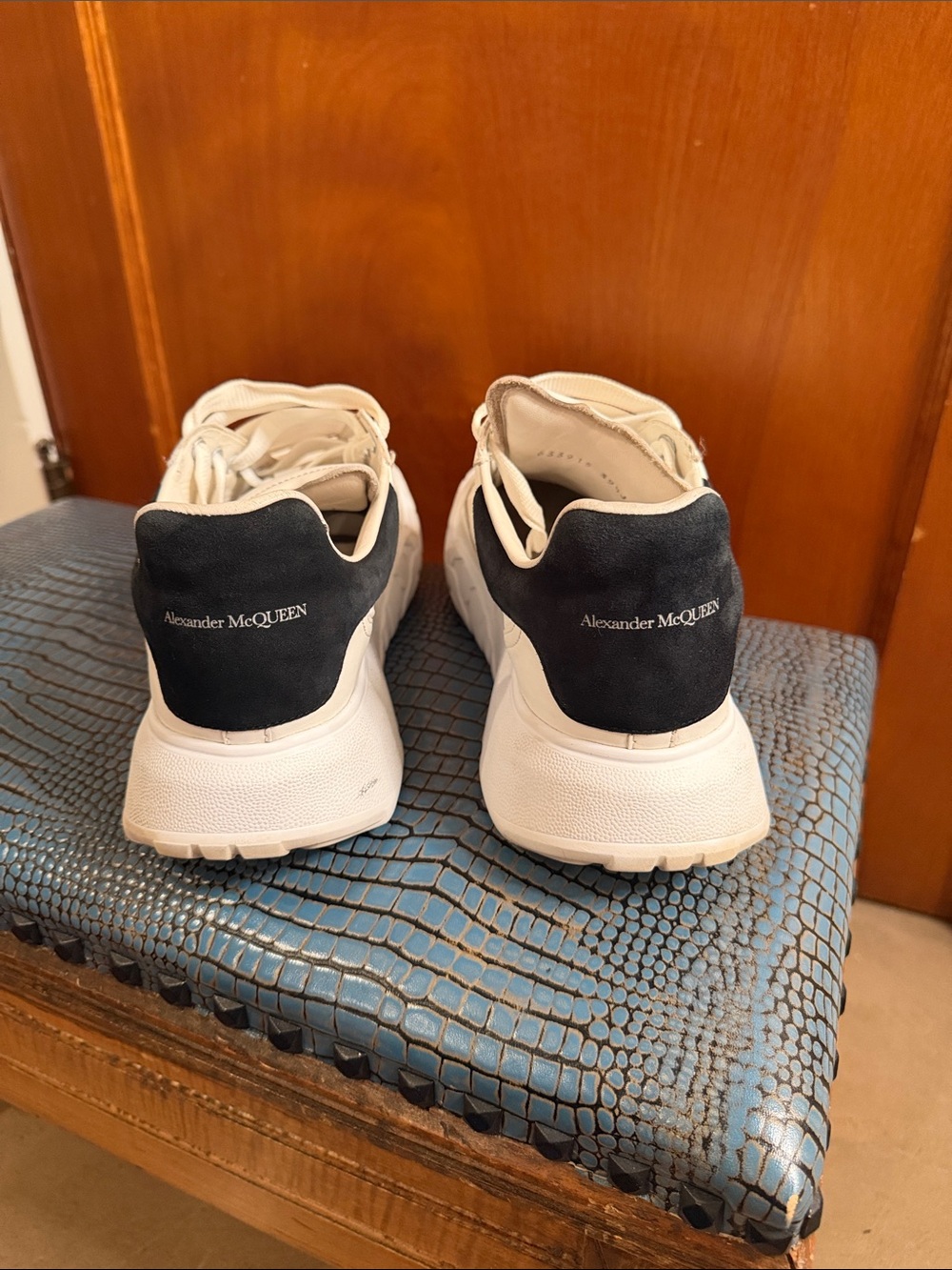 Alexander McQueen Oversized Court Trainer in a white and black colorway. - Picture 4 of 8